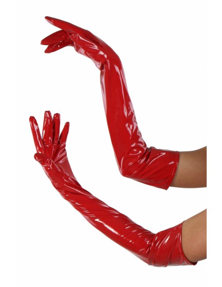 Gants longs en vinyle rouge brillant – Fetishwear